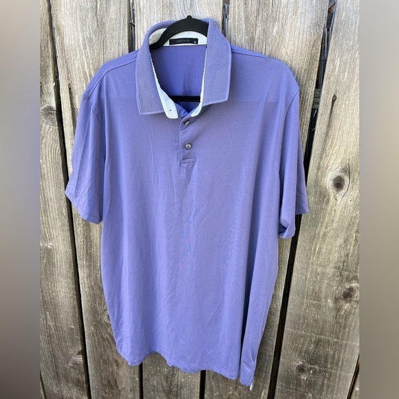 Men's Greyson Polo Shirt Purple Solid XL Stretch Light Breath Golf STAIN Active - Picture 4 of 12